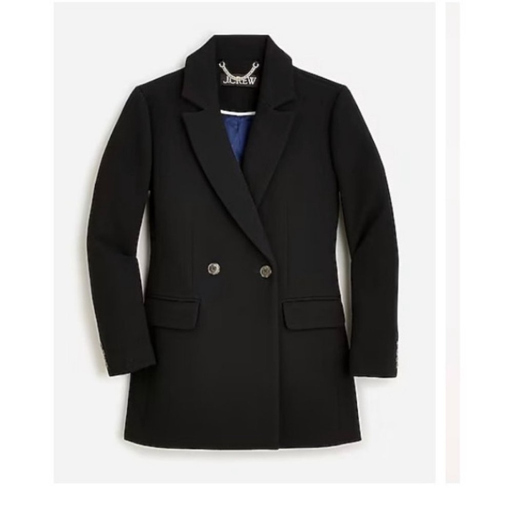 J.Crew Evening Blazer Jacket Italian Double Cloth Wool Black BM426